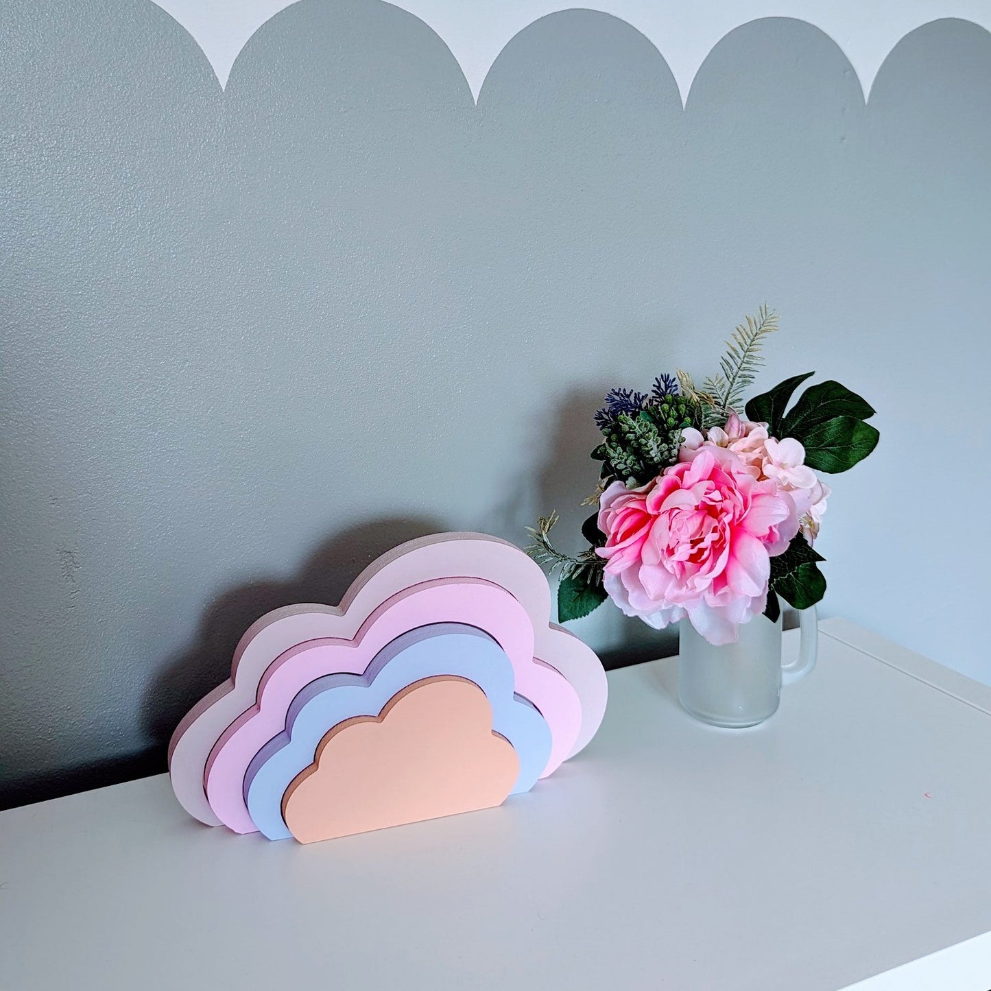 Interlocking Freestanding Cloud - Nursery Decor l Bedroom Accessories - Choose Own Colours