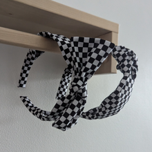 Load image into Gallery viewer, Mummy &amp; Me Matching Headbands Checkerboard Skater | Adult Knot Headband | Child Bow Headband