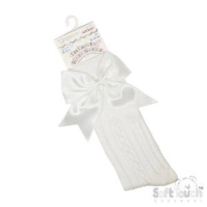 Cream Baby Bow Knee High Socks | Baby Special Occasion Knee High Socks