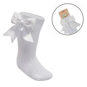 White Baby Bow Knee High Socks | Baby Special Occasion Knee High Socks