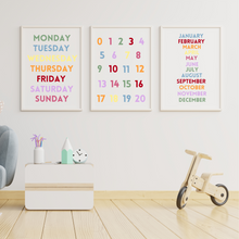 Load image into Gallery viewer, Educational Prints for Childrens Bedroom, Home Education Posters, Toddler Learning Resources, Colourful Learning Prints, Playroom Decor