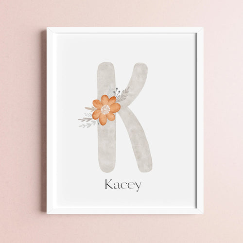 Personalised Initial Name Poster, Children's Name Digital Prints, Personalised Gifts, Girls Wall Art, Initial Gifts, Baby Girl Gifts