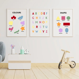 Educational Prints for Childrens Bedroom, Home Education Posters, Toddler Learning Resources, Colourful Learning Prints, Playroom Decor