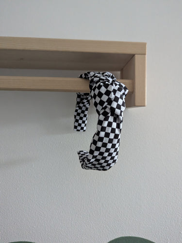 Adult Topknot Headband in Checkerboard Skater Fabric