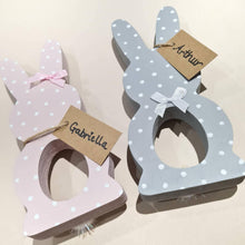 Load image into Gallery viewer, Freestanding Easter Bunny Egg Holder with Name Tag - Pixie &amp; Jax