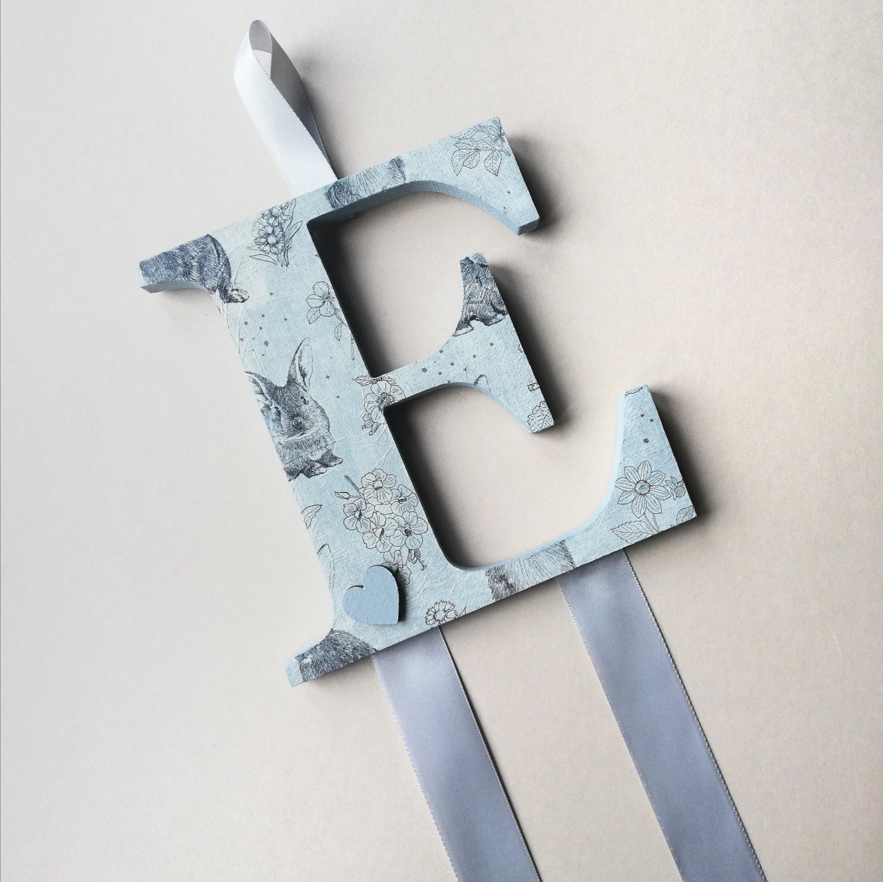 Grey Bunnies Letter Bow Clip Holder - Pixie & Jax