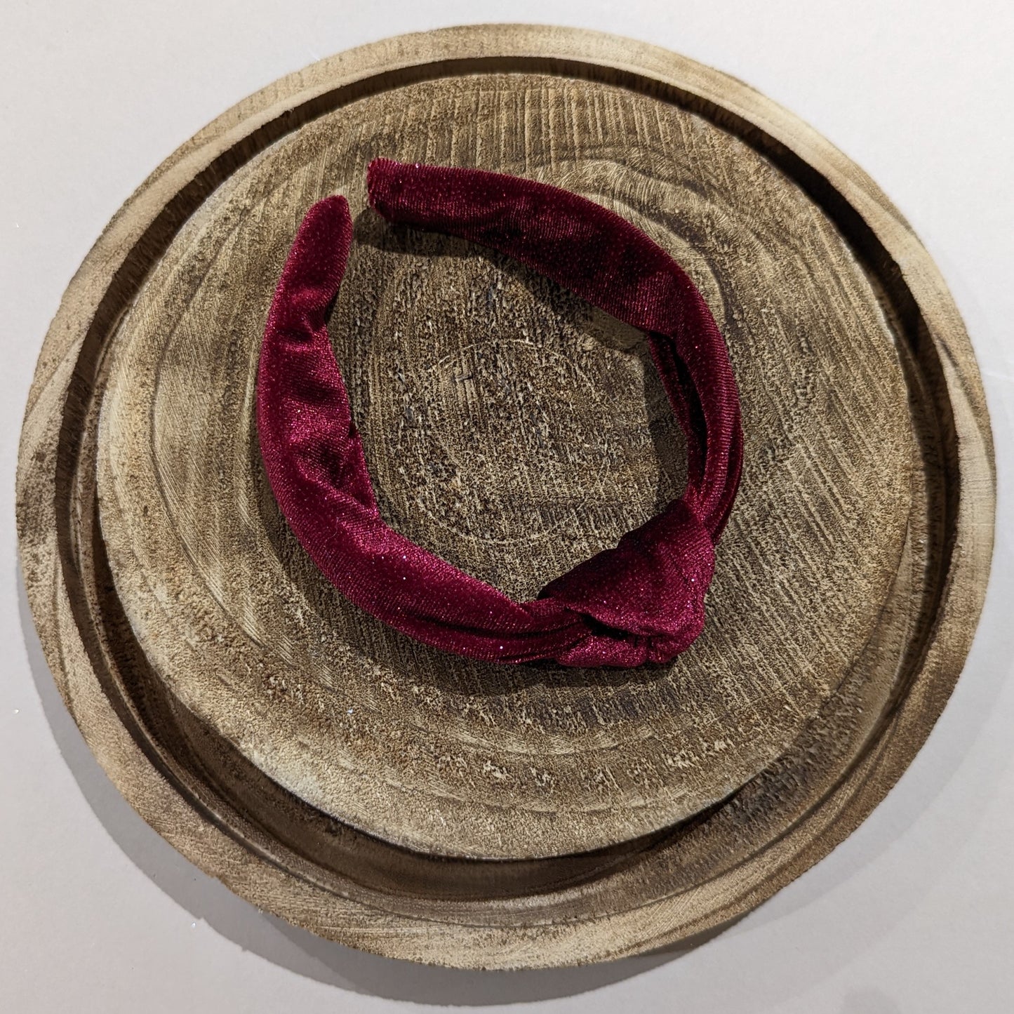 Adult Topknot Aliceband in Sparkle Burgundy Velvet - Limited Edition