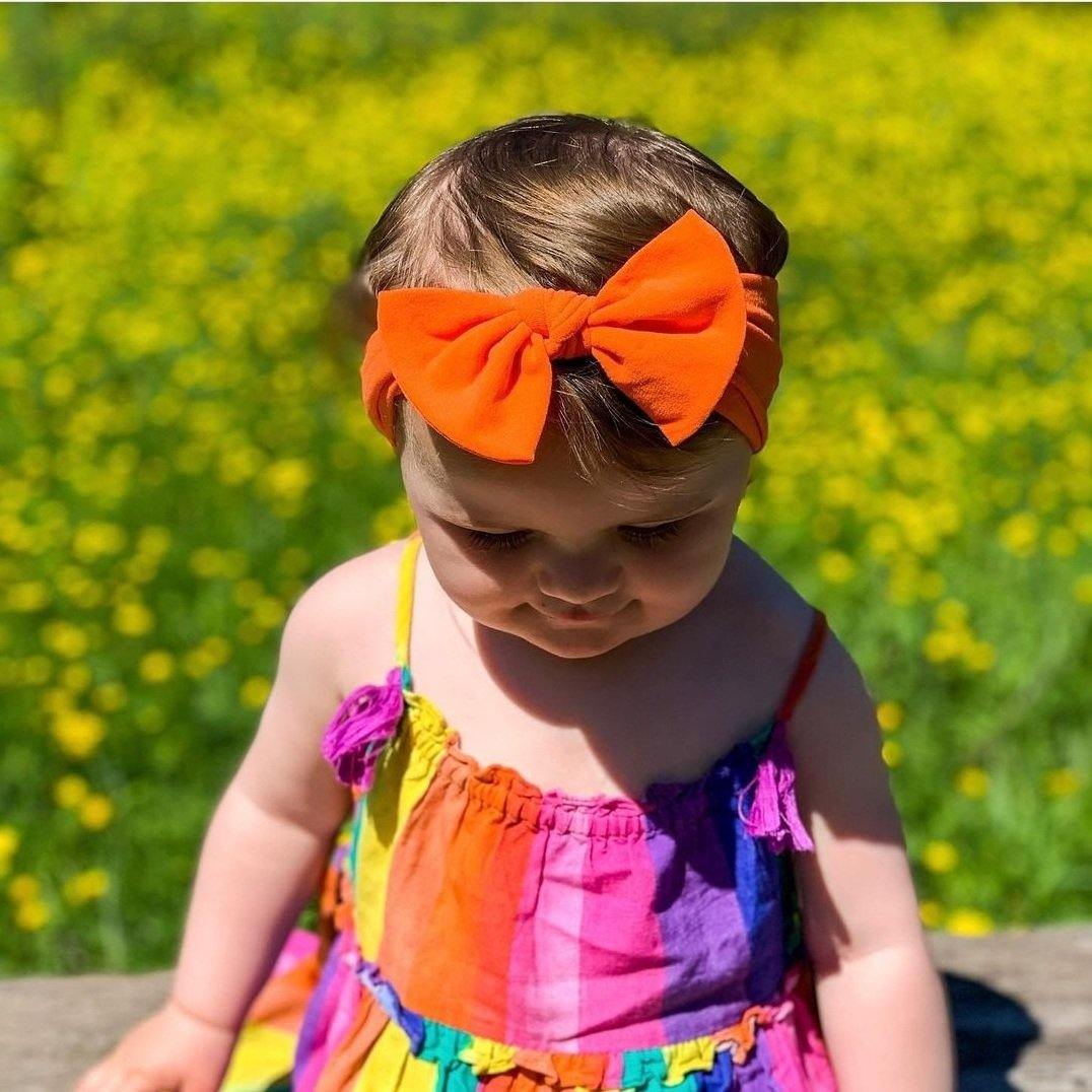 Nylon Bow Headband | Orange - Pixie & Jax